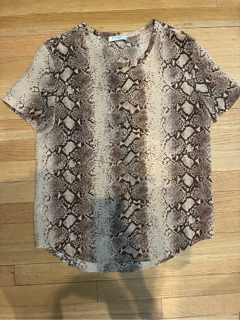 Snake Print Short Sleeve Silk Top